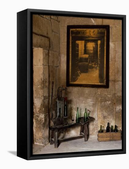 Old Bottling Machine Inside a Disused Winery in the Village of Abalos-John Warburton-lee-Framed Stretched Canvas