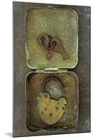 Old Brass Padlock Lying in Brass Tin with its Rusty Keys Lying in Lid and Resting-Den Reader-Mounted Photographic Print