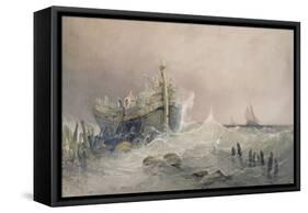 Old Breakwater, Coast of Essex-Charles Bentley-Framed Stretched Canvas
