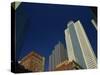 Old Brick Building Contrasts with Modern Skyscrapers in Dallas, Texas, USA-Rennie Christopher-Stretched Canvas