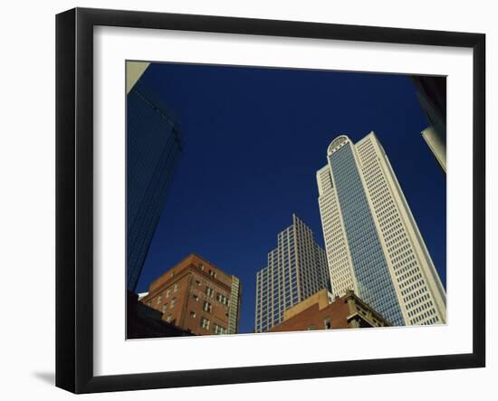 Old Brick Building Contrasts with Modern Skyscrapers in Dallas, Texas, USA-Rennie Christopher-Framed Photographic Print
