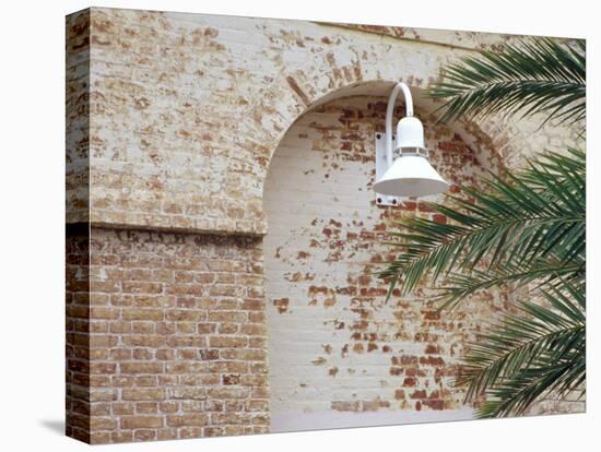 Old Brick Wall with Palm Trees, Key West, Florida Keys, Florida, USA-Terry Eggers-Stretched Canvas