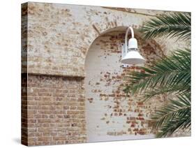Old Brick Wall with Palm Trees, Key West, Florida Keys, Florida, USA-Terry Eggers-Stretched Canvas