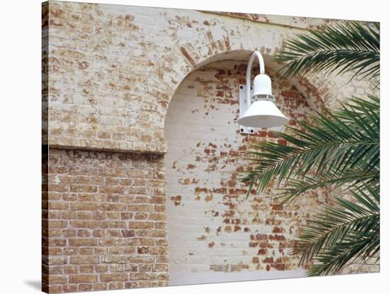 Old Brick Wall with Palm Trees, Key West, Florida Keys, Florida, USA-Terry Eggers-Stretched Canvas