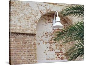 Old Brick Wall with Palm Trees, Key West, Florida Keys, Florida, USA-Terry Eggers-Stretched Canvas