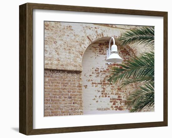 Old Brick Wall with Palm Trees, Key West, Florida Keys, Florida, USA-Terry Eggers-Framed Premium Photographic Print