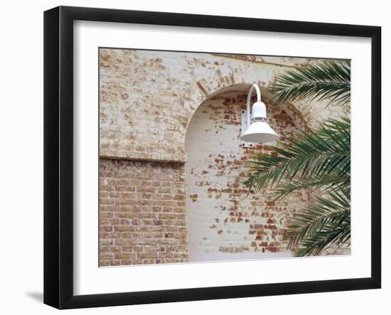 Old Brick Wall with Palm Trees, Key West, Florida Keys, Florida, USA-Terry Eggers-Framed Premium Photographic Print