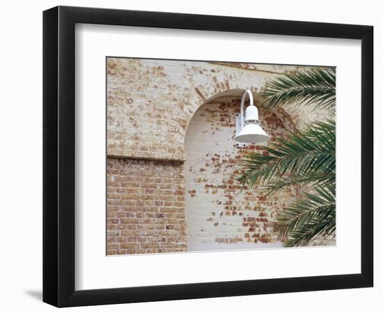 Old Brick Wall with Palm Trees, Key West, Florida Keys, Florida, USA-Terry Eggers-Framed Photographic Print