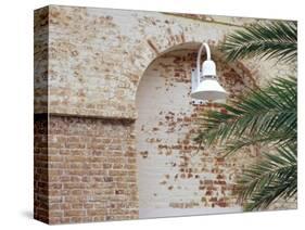 Old Brick Wall with Palm Trees, Key West, Florida Keys, Florida, USA-Terry Eggers-Stretched Canvas