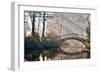 Old Bridge in Autumn Misty Park - HDR-gorillaimages-Framed Photographic Print