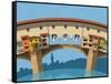 Old Bridge in Florence Flat Illustration-Nikola Knezevic-Framed Stretched Canvas