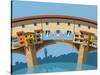 Old Bridge in Florence Flat Illustration-Nikola Knezevic-Stretched Canvas