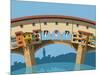 Old Bridge in Florence Flat Illustration-Nikola Knezevic-Mounted Art Print