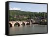 Old Bridge over the River Neckar, Old Town and Castle, Heidelberg, Baden-Wurttemberg, Germany, Euro-Hans Peter Merten-Framed Stretched Canvas