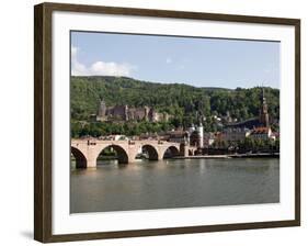 Old Bridge over the River Neckar, Old Town and Castle, Heidelberg, Baden-Wurttemberg, Germany, Euro-Hans Peter Merten-Framed Photographic Print