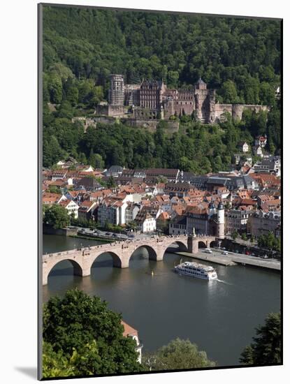 Old Bridge over the River Neckar, Old Town and Castle, Heidelberg, Baden-Wurttemberg, Germany, Euro-Hans Peter Merten-Mounted Photographic Print