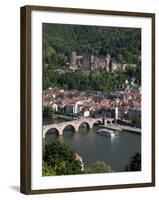 Old Bridge over the River Neckar, Old Town and Castle, Heidelberg, Baden-Wurttemberg, Germany, Euro-Hans Peter Merten-Framed Photographic Print