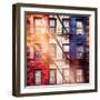 Old Building Facade in the Colors of the American Flag in Times Square - Manhattan - NYC-Philippe Hugonnard-Framed Photographic Print