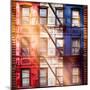 Old Building Facade in the Colors of the American Flag in Times Square - Manhattan - NYC-Philippe Hugonnard-Mounted Photographic Print