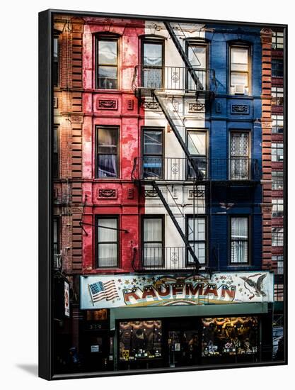 Old Building Facade in the Colors of the American Flag in Times Square - Manhattan - NYC-Philippe Hugonnard-Framed Photographic Print