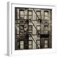 Old Building Facade in the Colors of the American Flag in Times Square - Manhattan - NYC-Philippe Hugonnard-Framed Photographic Print