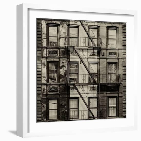 Old Building Facade in the Colors of the American Flag in Times Square - Manhattan - NYC-Philippe Hugonnard-Framed Photographic Print