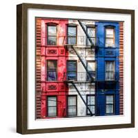 Old Building Facade in the Colors of the American Flag in Times Square - Manhattan - NYC-Philippe Hugonnard-Framed Photographic Print