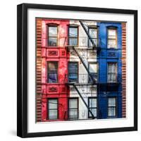 Old Building Facade in the Colors of the American Flag in Times Square - Manhattan - NYC-Philippe Hugonnard-Framed Photographic Print