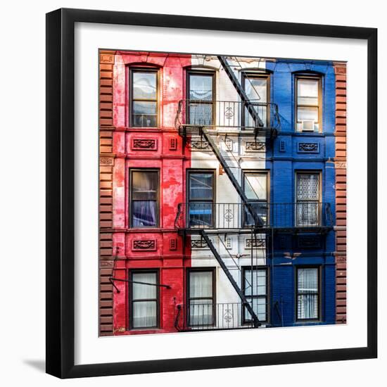 Old Building Facade in the Colors of the American Flag in Times Square - Manhattan - NYC-Philippe Hugonnard-Framed Photographic Print