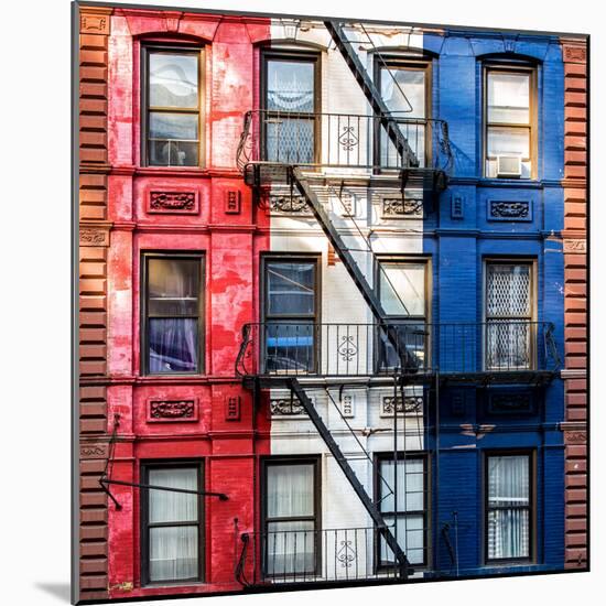 Old Building Facade in the Colors of the American Flag in Times Square - Manhattan - NYC-Philippe Hugonnard-Mounted Photographic Print