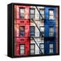 Old Building Facade in the Colors of the American Flag in Times Square - Manhattan - NYC-Philippe Hugonnard-Framed Stretched Canvas