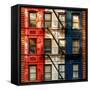 Old Building Facade in the Colors of the American Flag in Times Square - Manhattan - NYC-Philippe Hugonnard-Framed Stretched Canvas