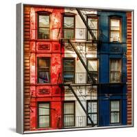 Old Building Facade in the Colors of the American Flag in Times Square - Manhattan - NYC-Philippe Hugonnard-Framed Photographic Print