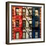 Old Building Facade in the Colors of the American Flag in Times Square - Manhattan - NYC-Philippe Hugonnard-Framed Photographic Print