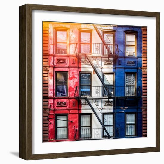 Old Building Facade in the Colors of the American Flag in Times Square - Manhattan - NYC-Philippe Hugonnard-Framed Photographic Print