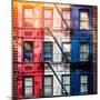 Old Building Facade in the Colors of the American Flag in Times Square - Manhattan - NYC-Philippe Hugonnard-Mounted Photographic Print