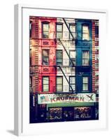 Old Building Facade in the Colors of the American Flag in Times Square - Manhattan - NYC-Philippe Hugonnard-Framed Photographic Print