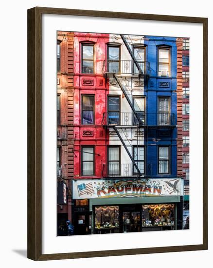 Old Building Facade in the Colors of the American Flag in Times Square - Manhattan - NYC-Philippe Hugonnard-Framed Photographic Print