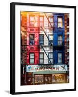 Old Building Facade in the Colors of the American Flag in Times Square - Manhattan - NYC-Philippe Hugonnard-Framed Photographic Print