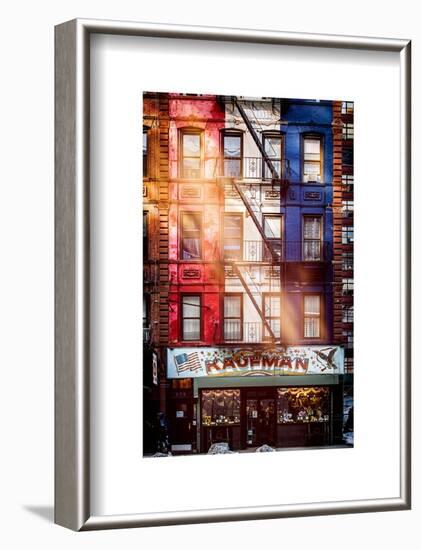 Old Building Facade in the Colors of the American Flag in Times Square - Manhattan - NYC-Philippe Hugonnard-Framed Art Print