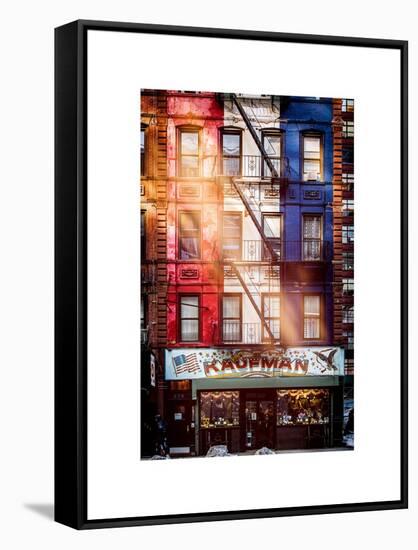 Old Building Facade in the Colors of the American Flag in Times Square - Manhattan - NYC-Philippe Hugonnard-Framed Stretched Canvas