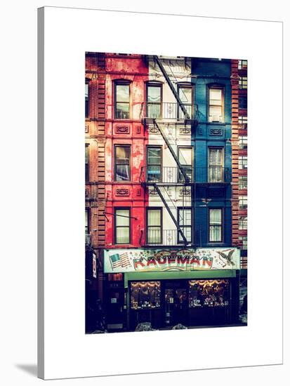 Old Building Facade in the Colors of the American Flag in Times Square - Manhattan - NYC-Philippe Hugonnard-Stretched Canvas