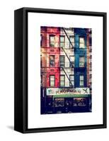 Old Building Facade in the Colors of the American Flag in Times Square - Manhattan - NYC-Philippe Hugonnard-Framed Stretched Canvas