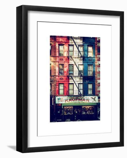 Old Building Facade in the Colors of the American Flag in Times Square - Manhattan - NYC-Philippe Hugonnard-Framed Art Print