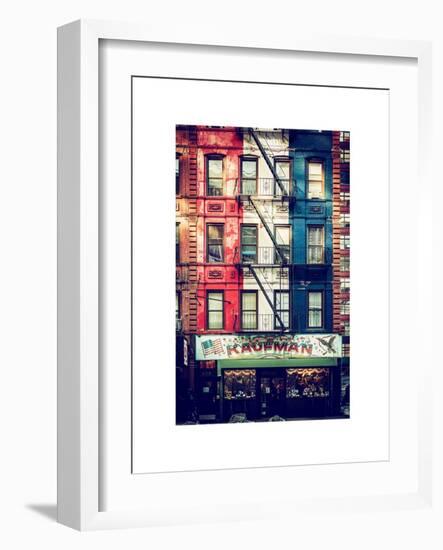 Old Building Facade in the Colors of the American Flag in Times Square - Manhattan - NYC-Philippe Hugonnard-Framed Art Print