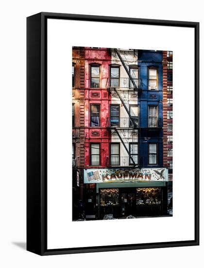 Old Building Facade in the Colors of the American Flag in Times Square - Manhattan - NYC-Philippe Hugonnard-Framed Stretched Canvas