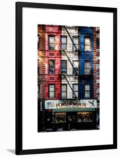 Old Building Facade in the Colors of the American Flag in Times Square - Manhattan - NYC-Philippe Hugonnard-Framed Art Print