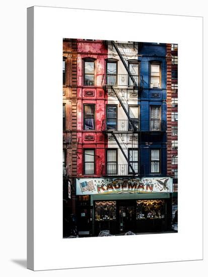 Old Building Facade in the Colors of the American Flag in Times Square - Manhattan - NYC-Philippe Hugonnard-Stretched Canvas