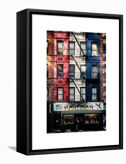 Old Building Facade in the Colors of the American Flag in Times Square - Manhattan - NYC-Philippe Hugonnard-Framed Stretched Canvas