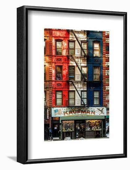 Old Building Facade in the Colors of the American Flag in Times Square - Manhattan - NYC-Philippe Hugonnard-Framed Art Print